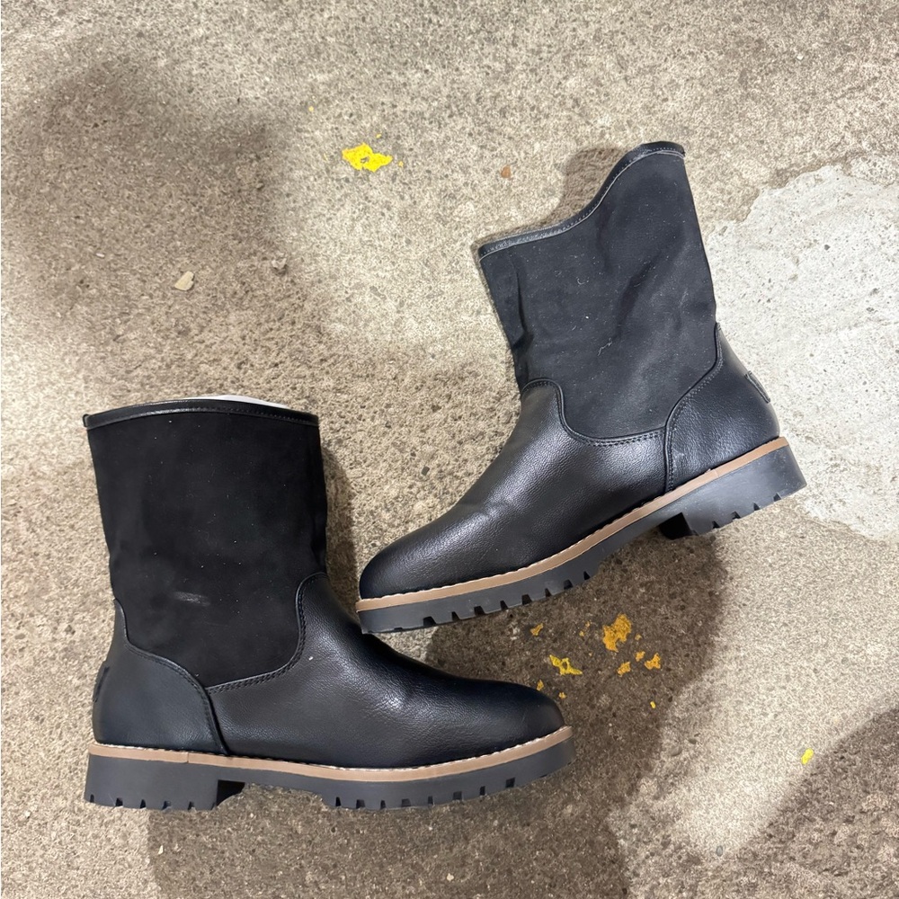 Black Leather and Suede Boots